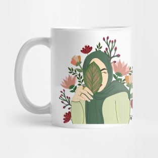 Floral Green Hijabi Muslima Mug